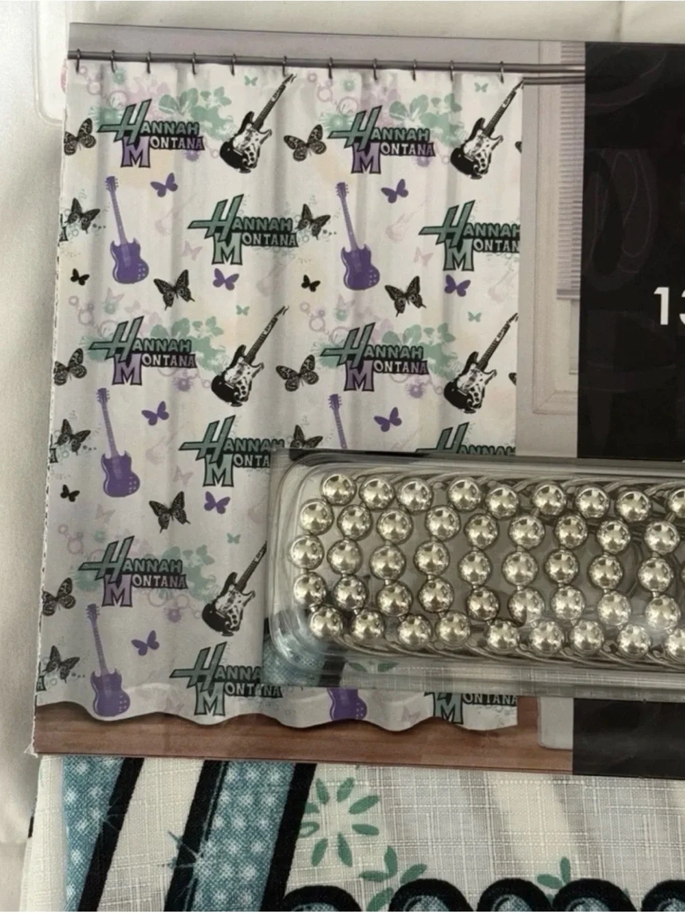 Disney Hannah Montana Shower Curtain Set in Aqua, Black, White